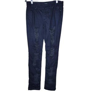 Bebe SCARLET Black Distressed Denim Skinny Jeans Women Size 30